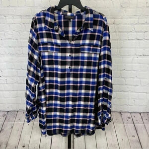 Lane Bryant Blue Plaid Pullover Flannel Size 22/24